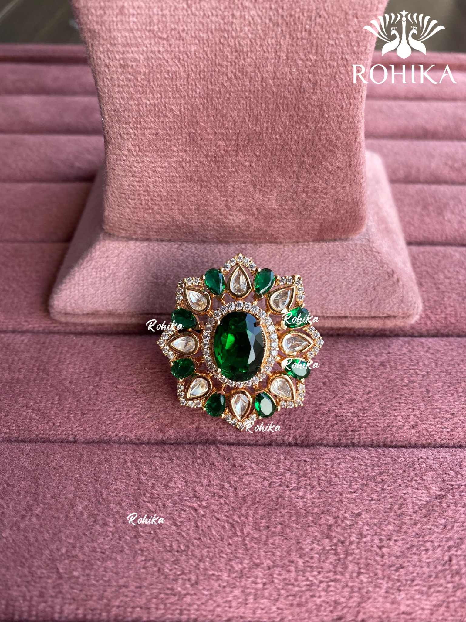 Angana polki kundan ring (SG-070) - Green