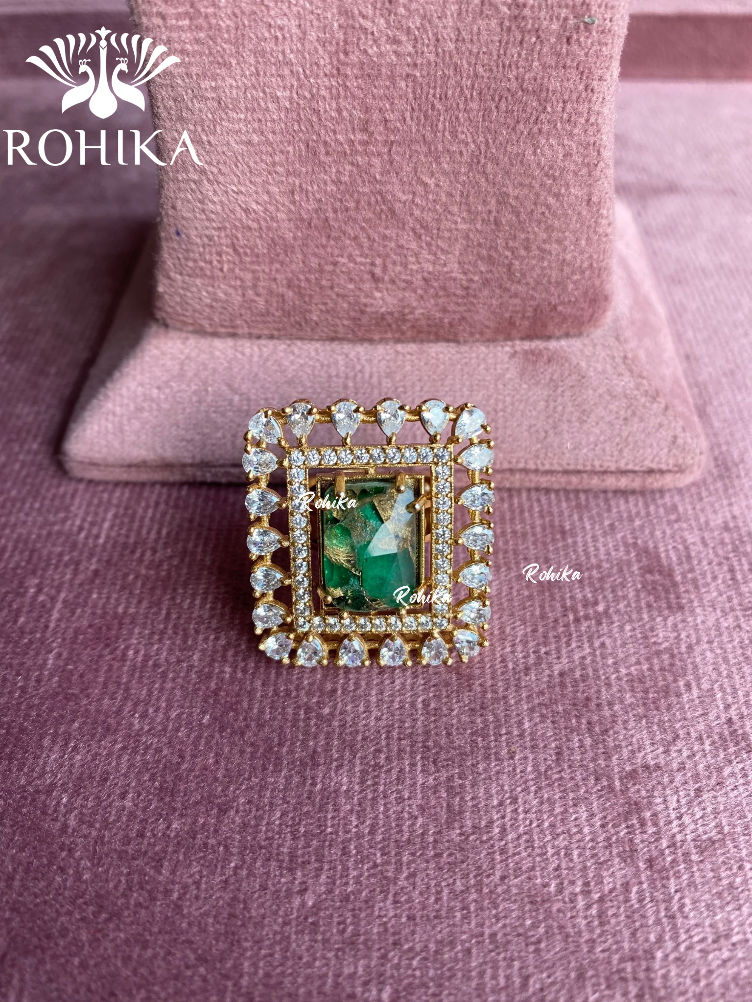 Angana polki kundan ring (SG-126) - Green