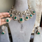 Sheesh doublet polki kunda necklace set - Dark Green