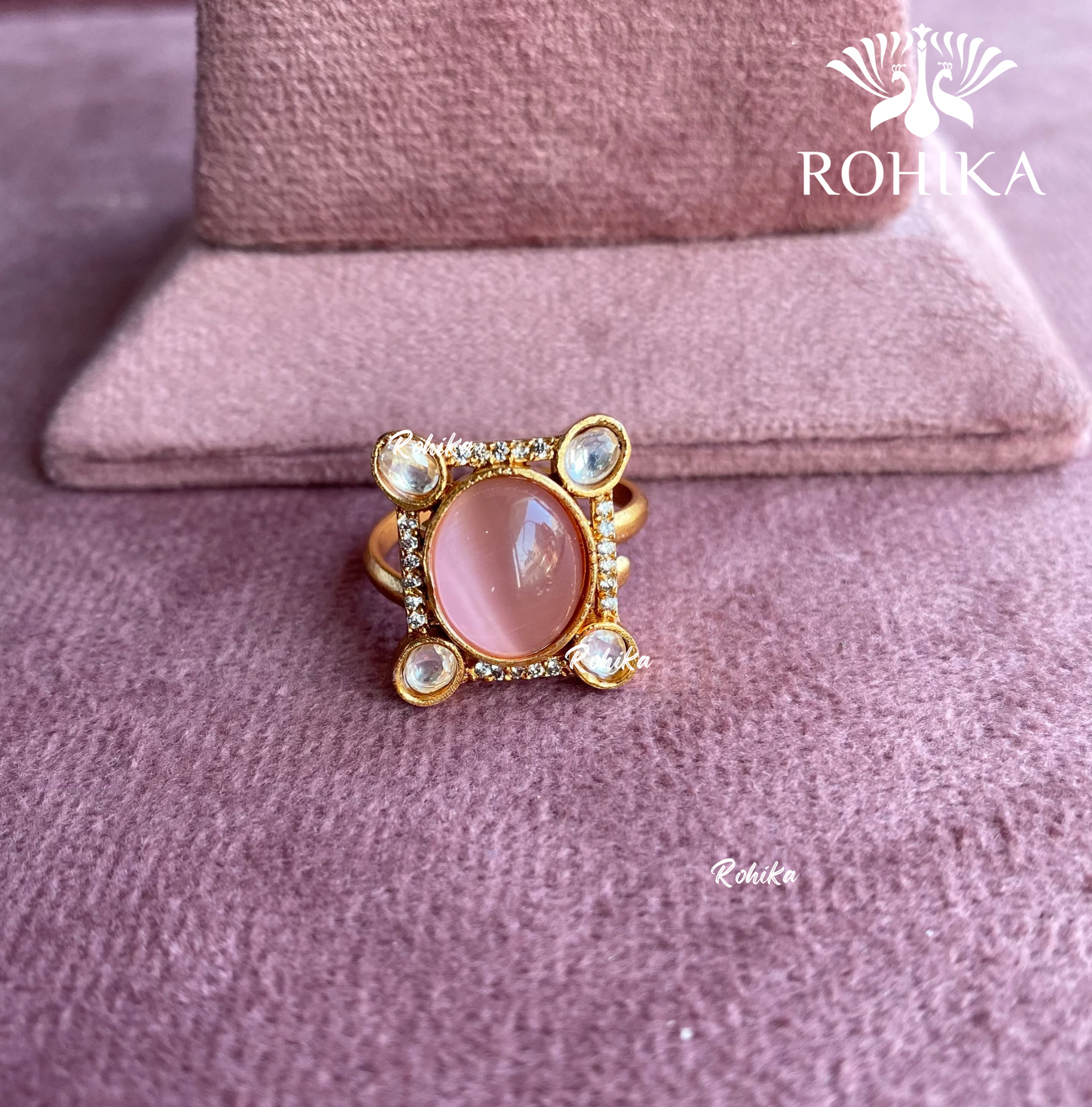 Angana polki kundan ring  (SG-024) - Baby pink