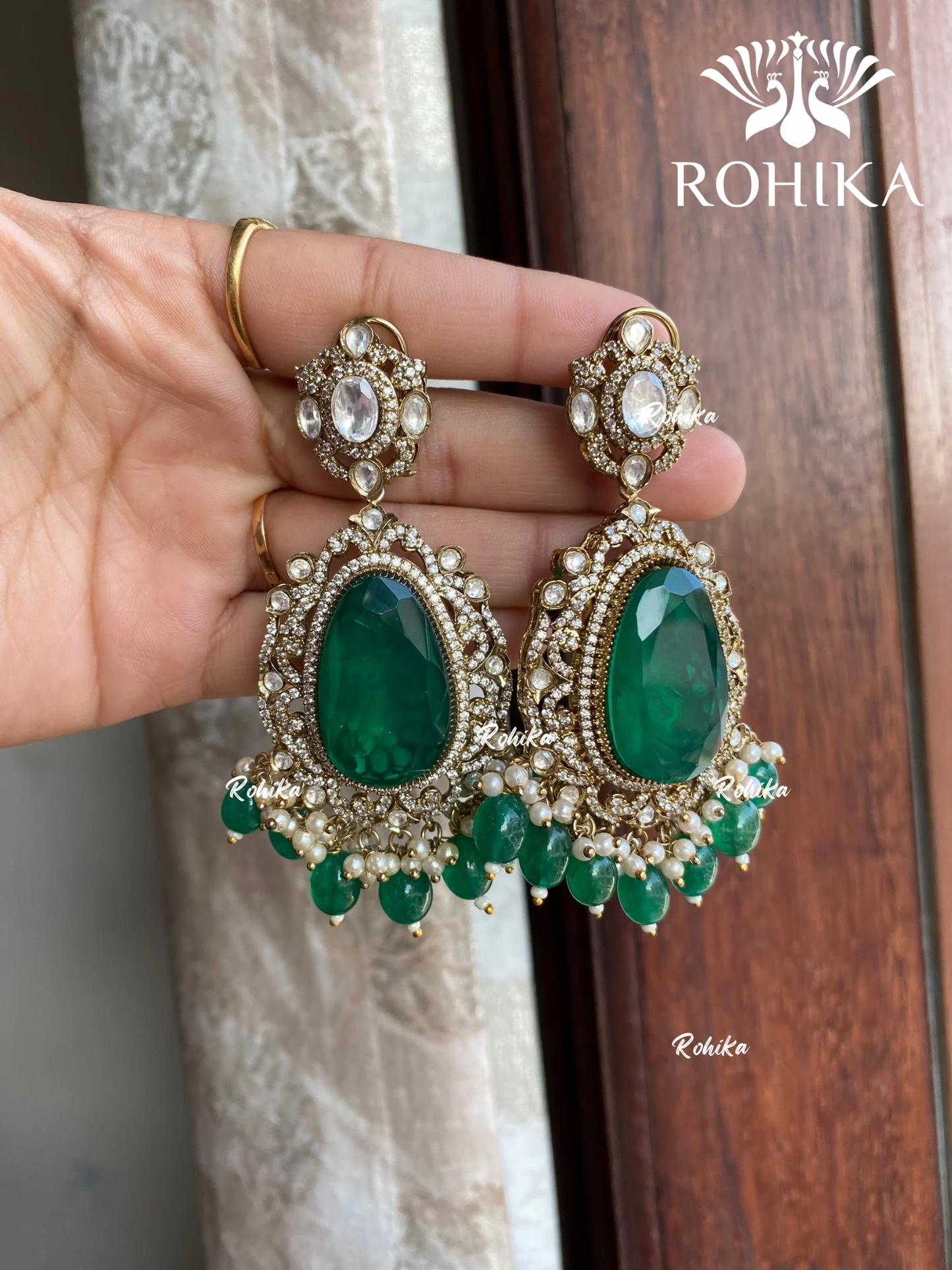 Doublet earrings (M-002) - Dark green