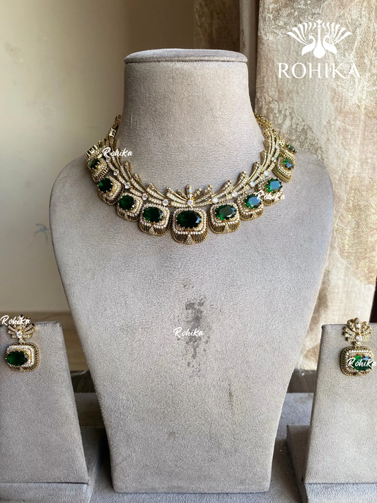 Taal Polki kundan Necklace Set - Green