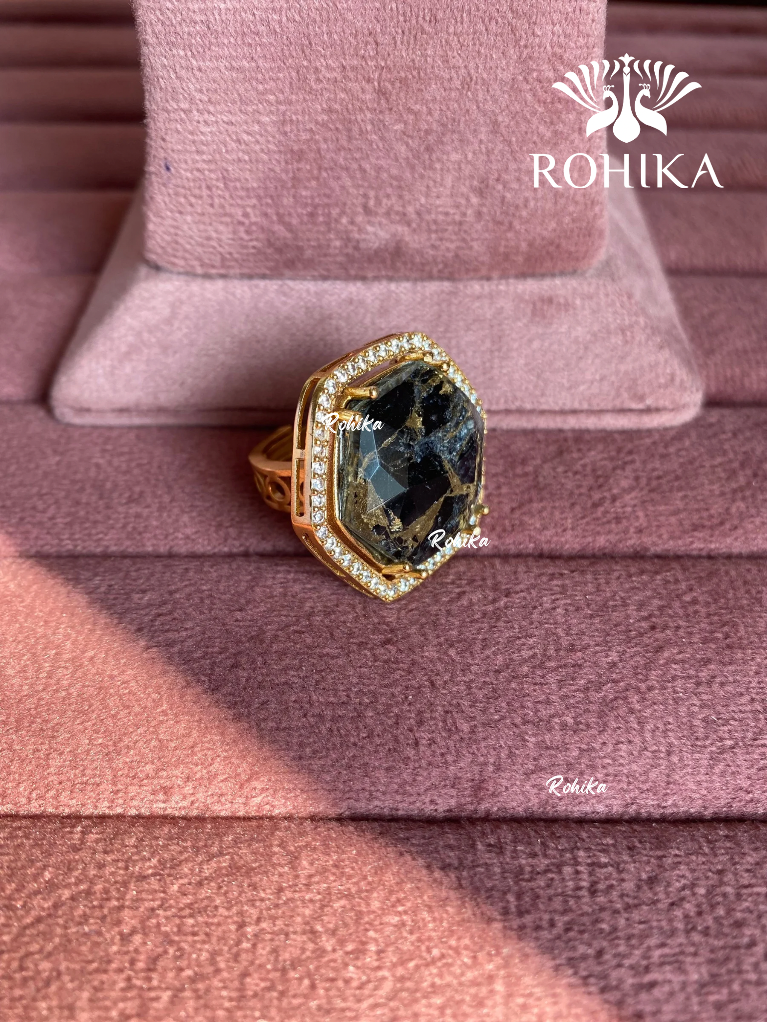 Angana polki kundan ring (SG-141) - Black