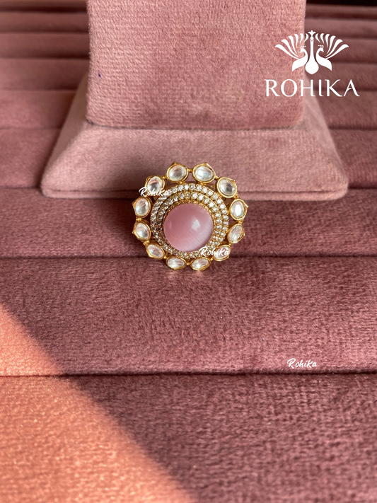 Angana polki kundan ring (SG-138) - Pink