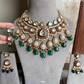 Aarushi bikaneri kundan bridal necklace set - Dark green & pink