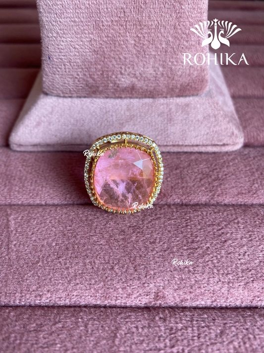 Angana polki kundan ring (SG-102) - pink