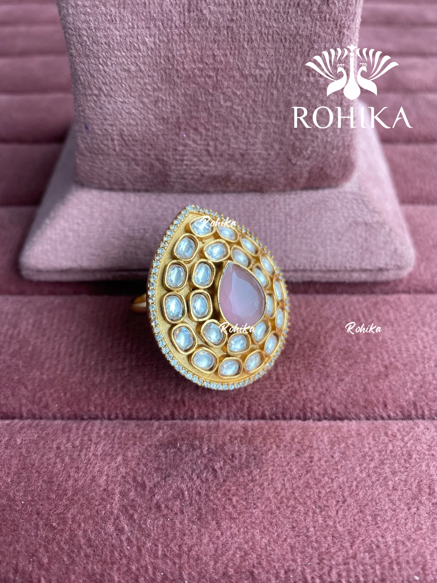 Angana polki kundan ring (SG-130) - Pink