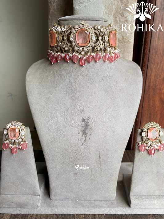 Gahana victorian choker set - Baby pink