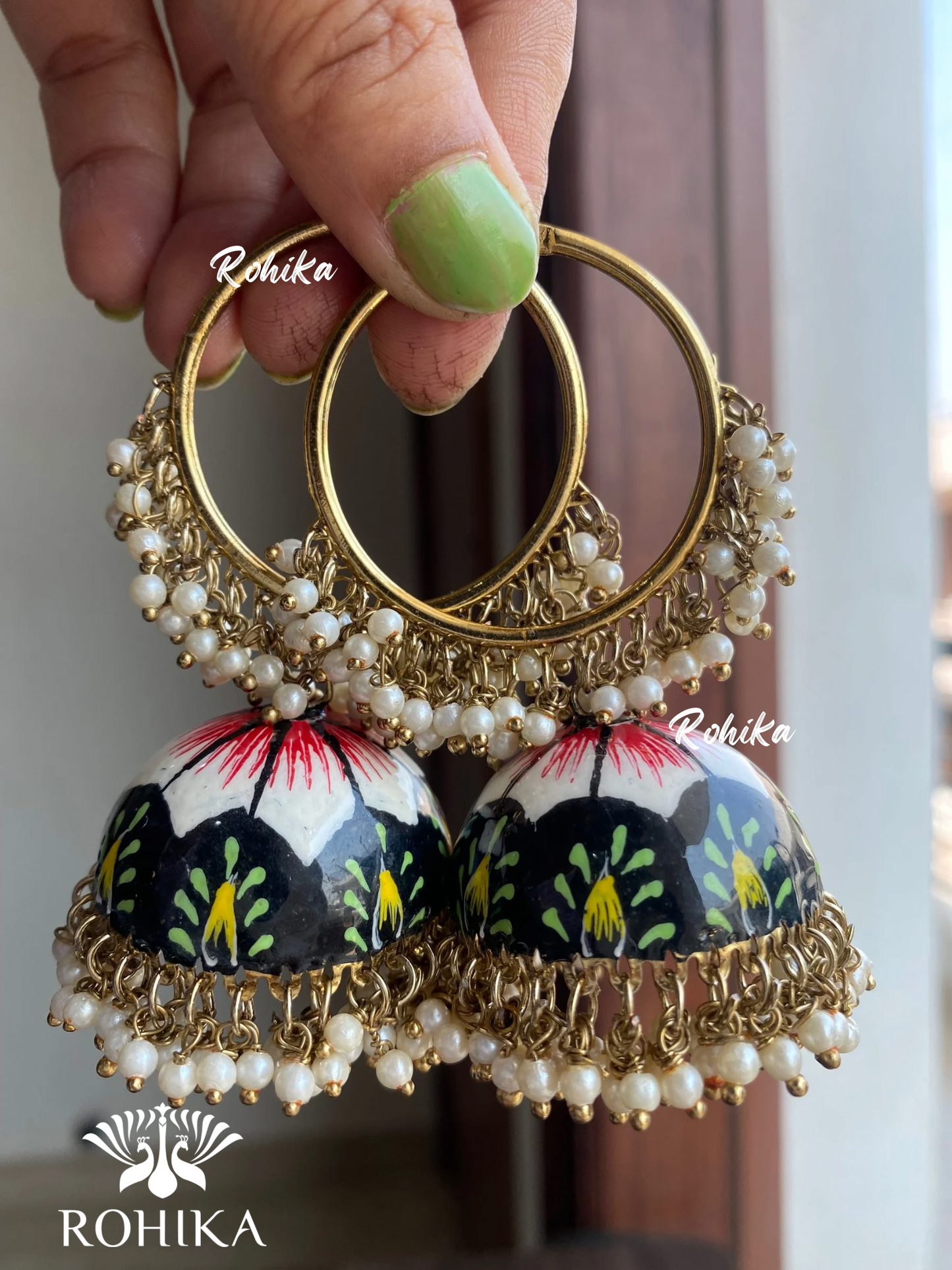 Muskan jhumka bali earrings - Black