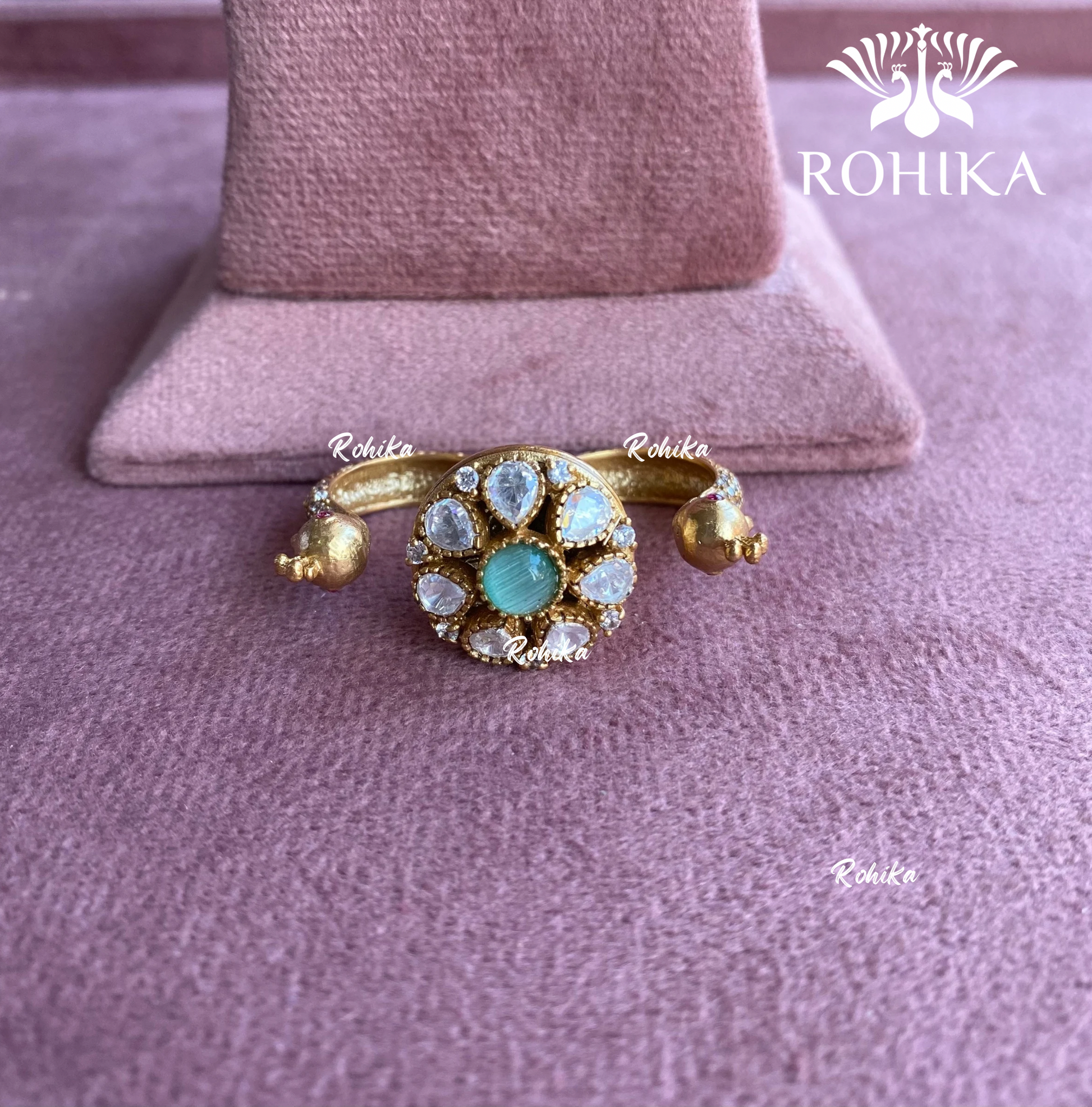 Angana polki kundan ring  (SG-042) - Mint green