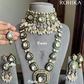 Saloni polki kundan combo set - Green