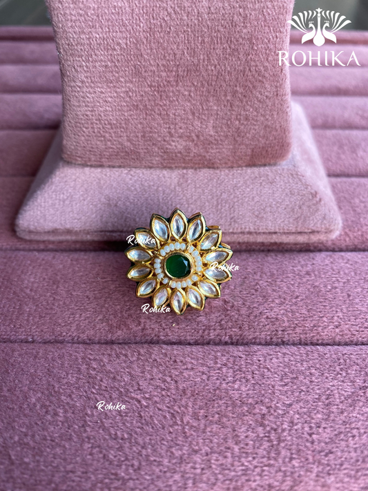 Angana polki kundan ring (SG-067) - Green