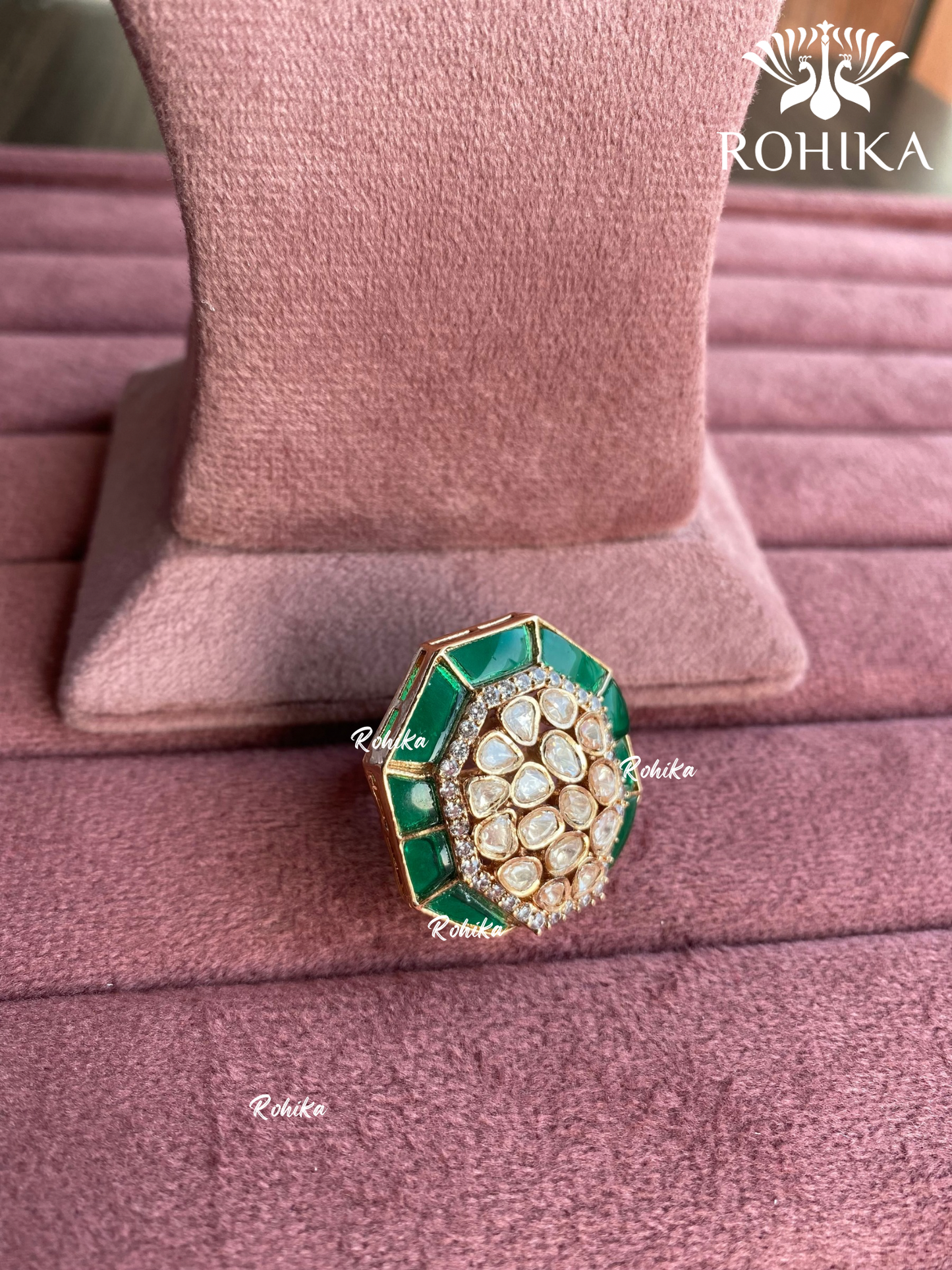 Angana polki kundan ring (SG-074) - Green