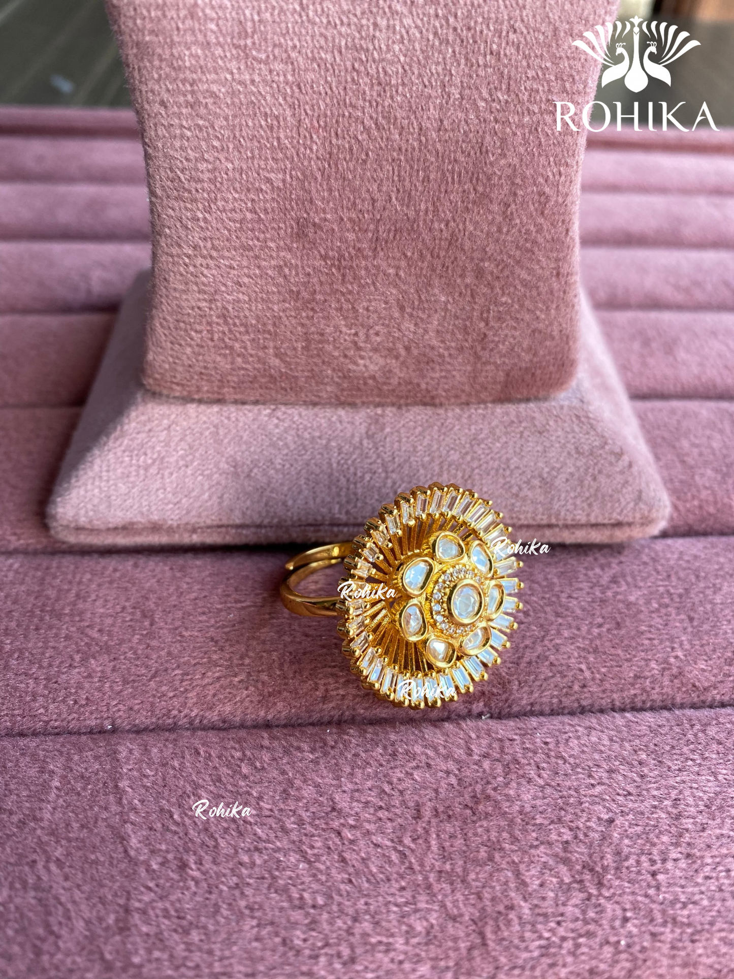 Angana polki kundan ring (SG-061) - Golden