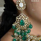 Falak Moisanite Polki Kundan Necklace Set - Green