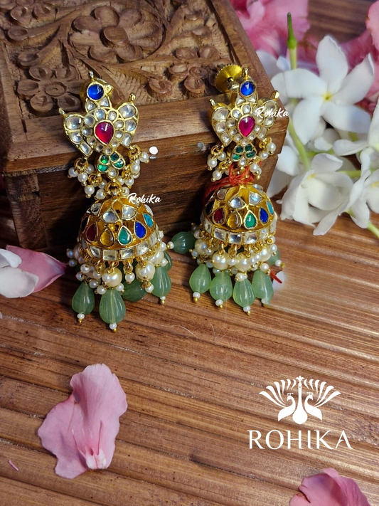 Parini pachhi kundan jhumka (PKJ001) - Mint Green