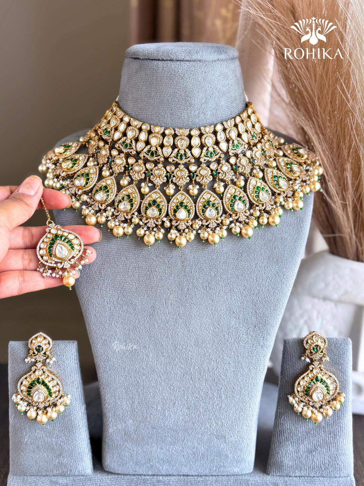 Lakshita Moisanite Bridal Choker Set - Green