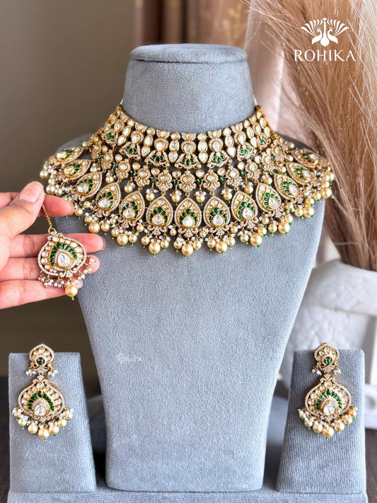 Lakshita Moisanite Bridal Choker Set - Green