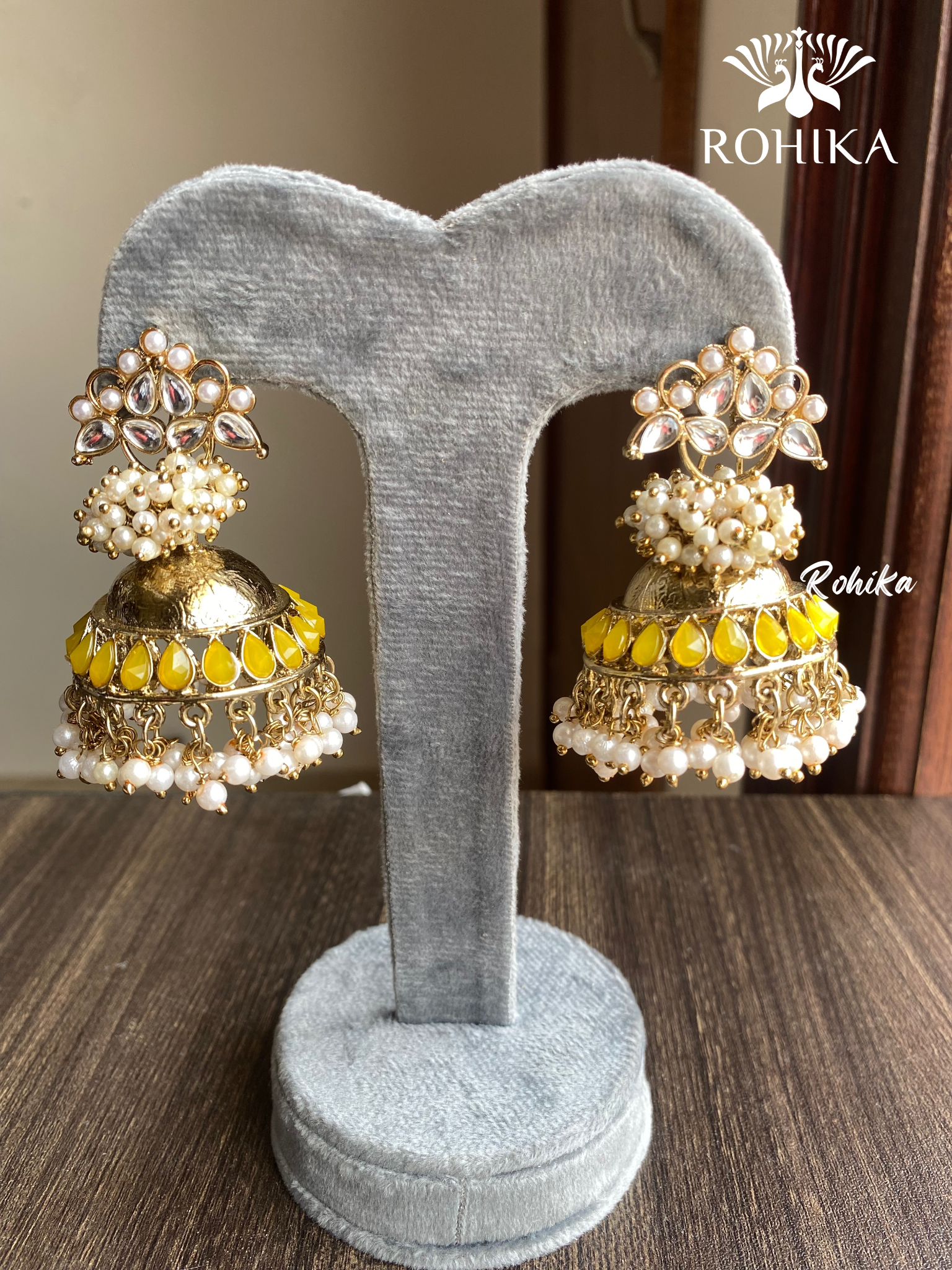 Isha jhumka earrings - Yewllow