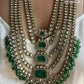 Alani Polki Kundan Long Bridal Necklace Set - Dark Green