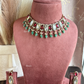 Gitali Polki Kundan and AD Choker Set - Red And Mint Green