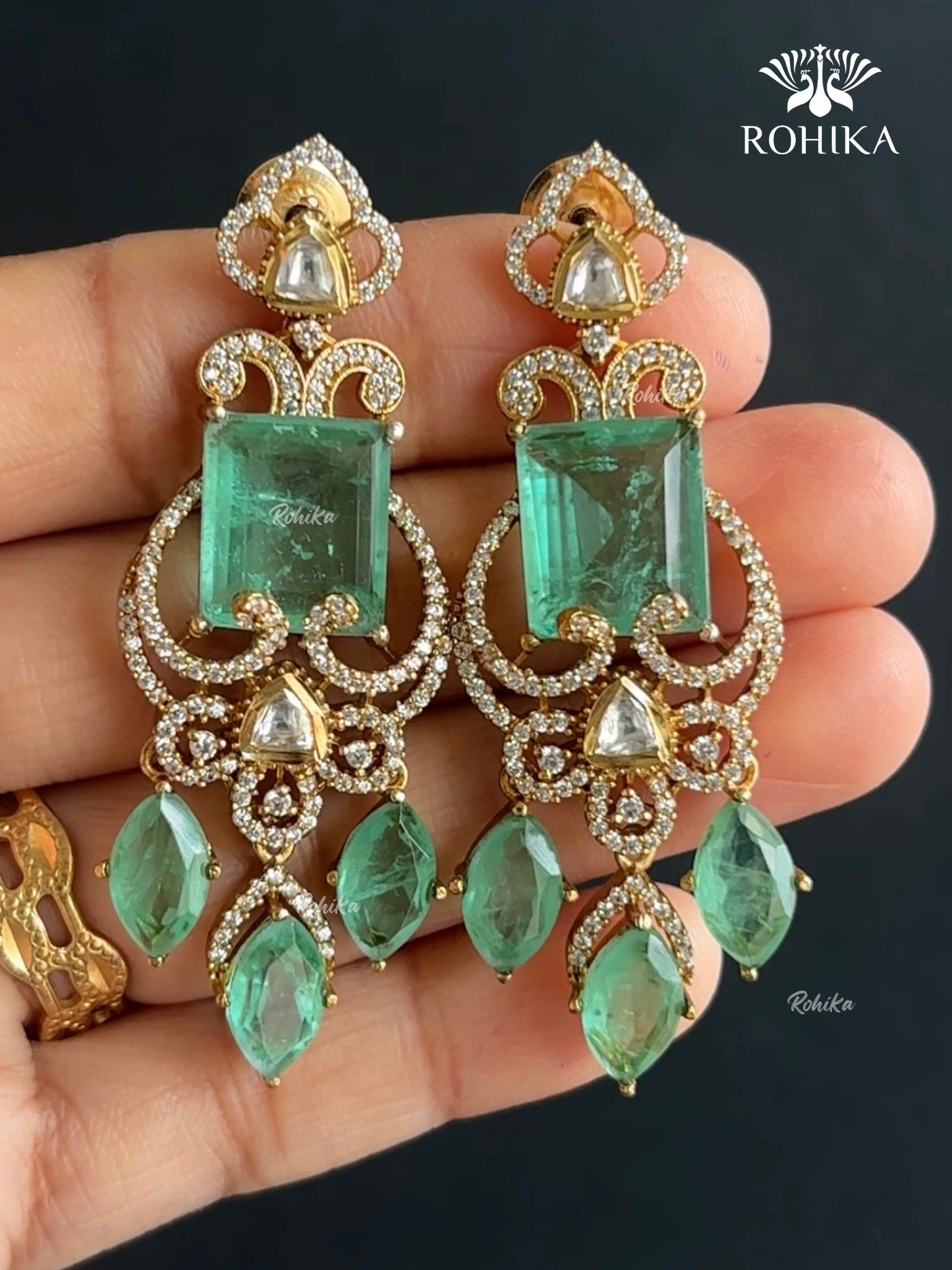 Juhi Doublet Earrings - Mint Green