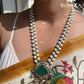 Adhrit Polki Kundan Doublet Long Necklace Set - Dark green