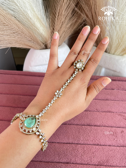 AD kundan haathphool (HP020) - Mint Green
