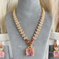 Farah AD Doublet Long Necklace Set - Pink