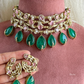 Floral choker set - Pink & Dark green