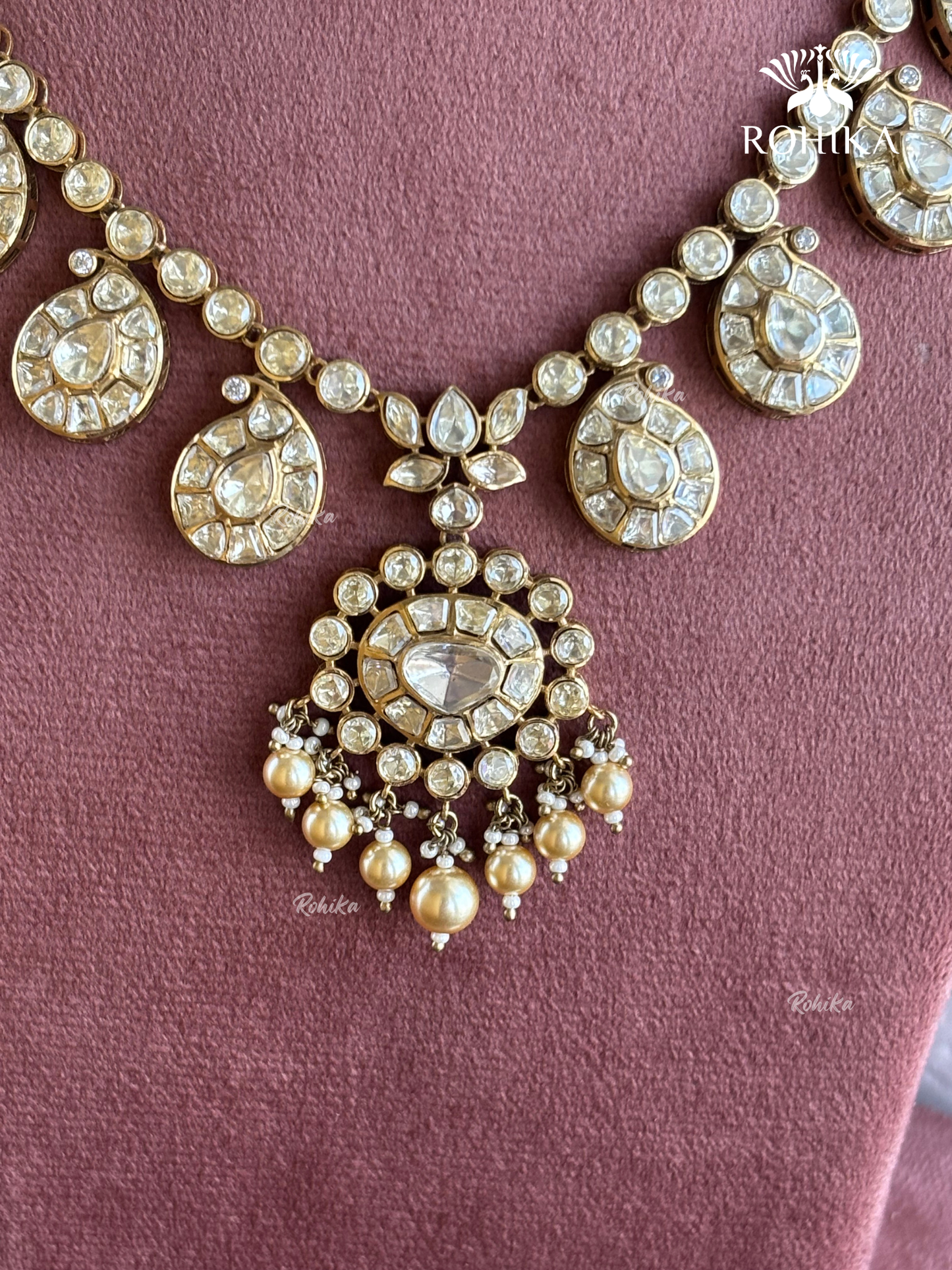 Radya LV Moisanite Long Necklace set - White