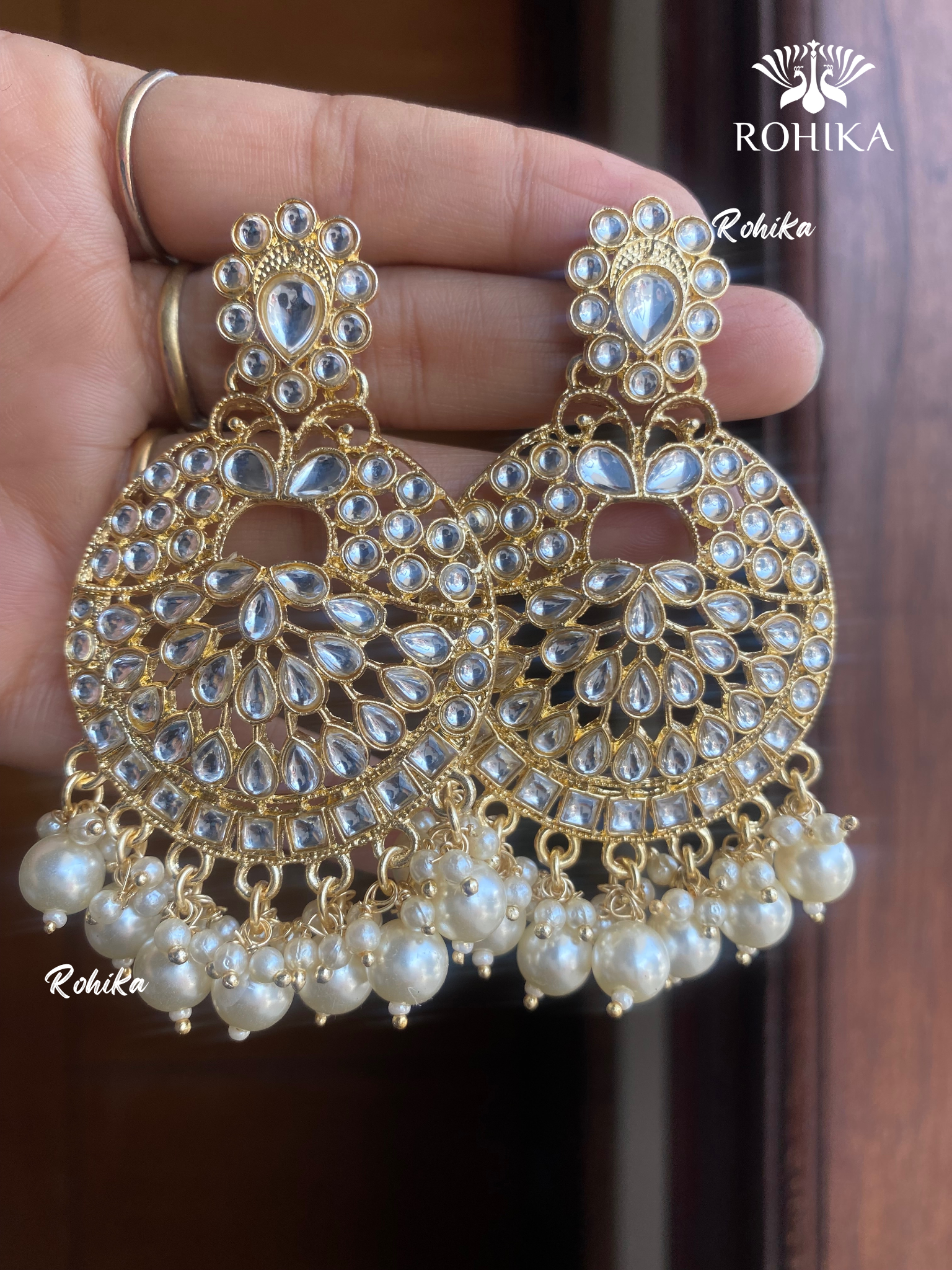 Seya chandbali earrings-Golden