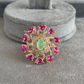 Alana American Diamond Ring (SG-165) - Pink and Mint
