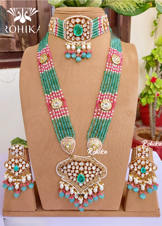 Ehsaas polki kundan bridal set - Mint Green