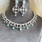 Hinaya American diamond necklace set - Mint green