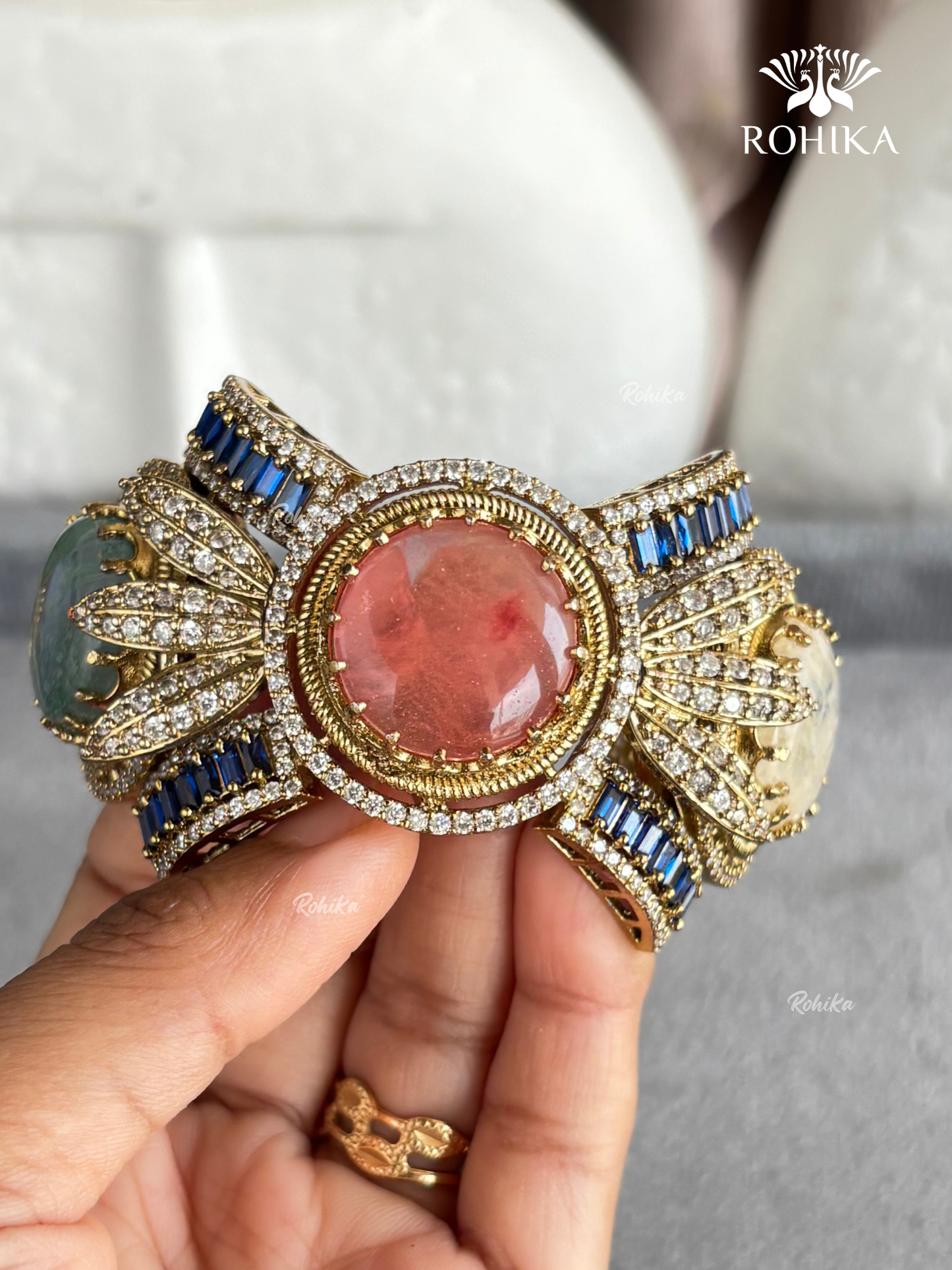 Sabya Deisgner Semi-Precious Kada (SSB002) -  Pink & Multi Colour