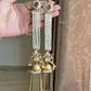 Piya polki kundan jhumka earrings with earchains(EE-006)- Green