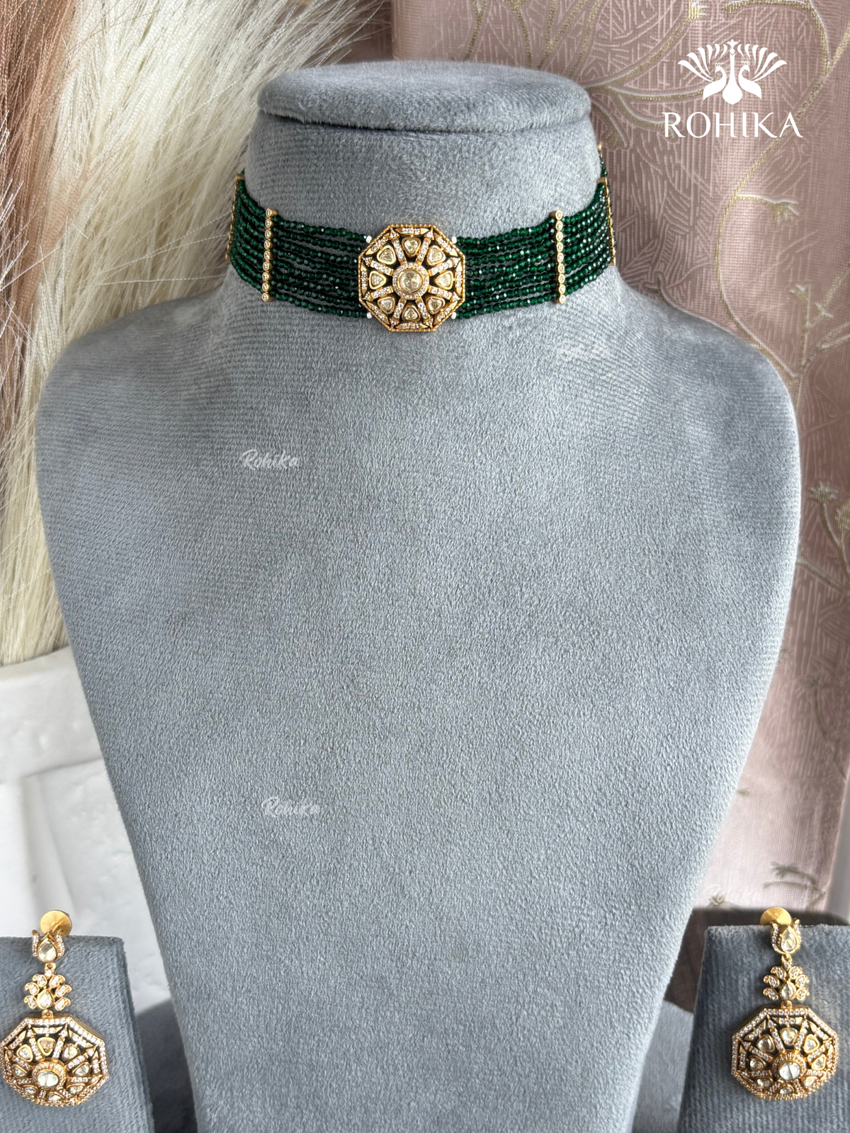 Inika Moisanite Choker Set - Dark Green