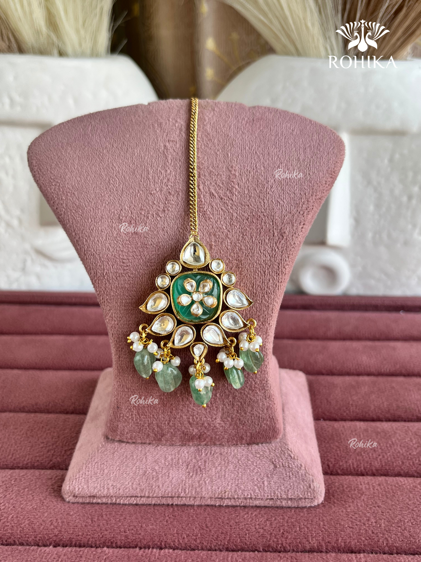 Polki kundan maangtikka (PLKM-083) - Mint Green