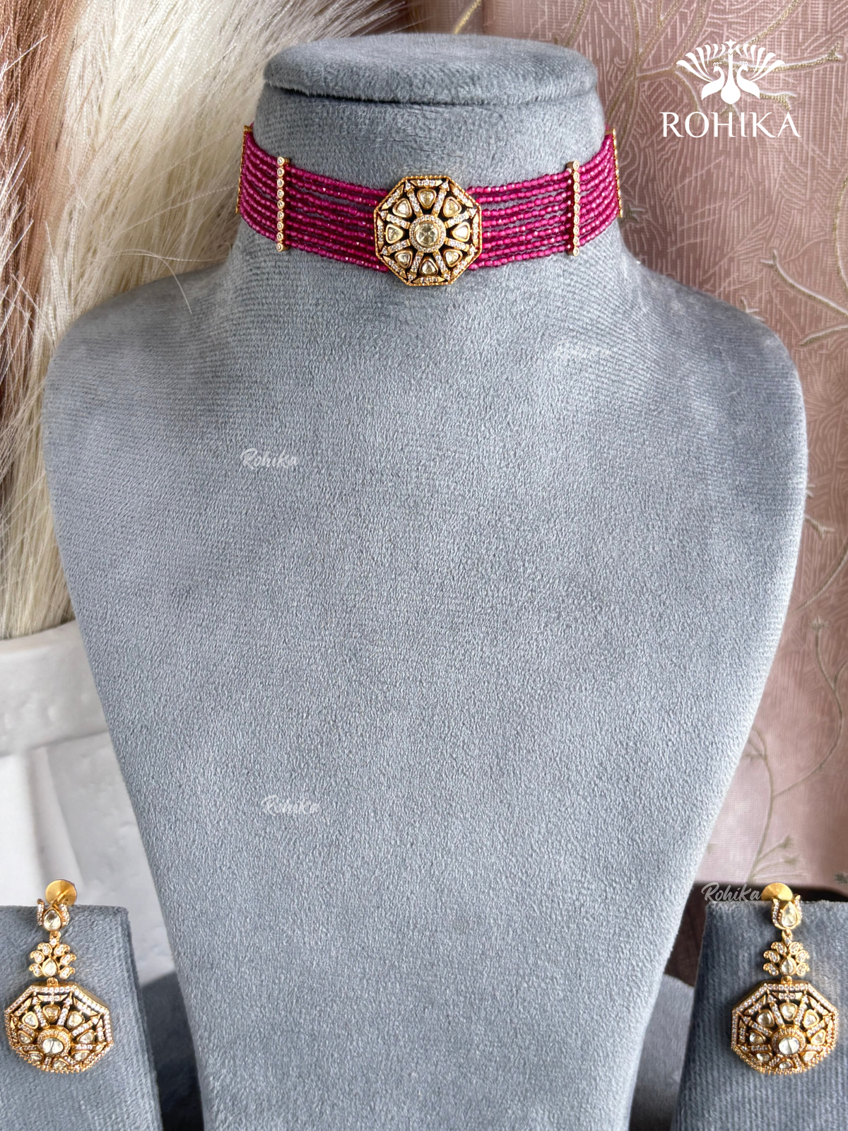 Inika Moisanite Choker Set - Magenta
