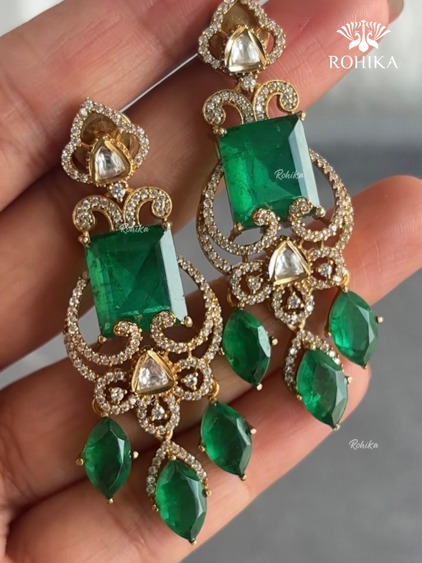 Juhi Doublet Earrings - Green