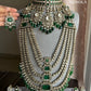Anvika Polki Kundan Bridal Combo Set - Dark Green