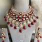 Paheli meenakari moisanite bridal necklace set - Red