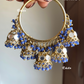 Leena mirror jhumki bali earrings - Dark blue