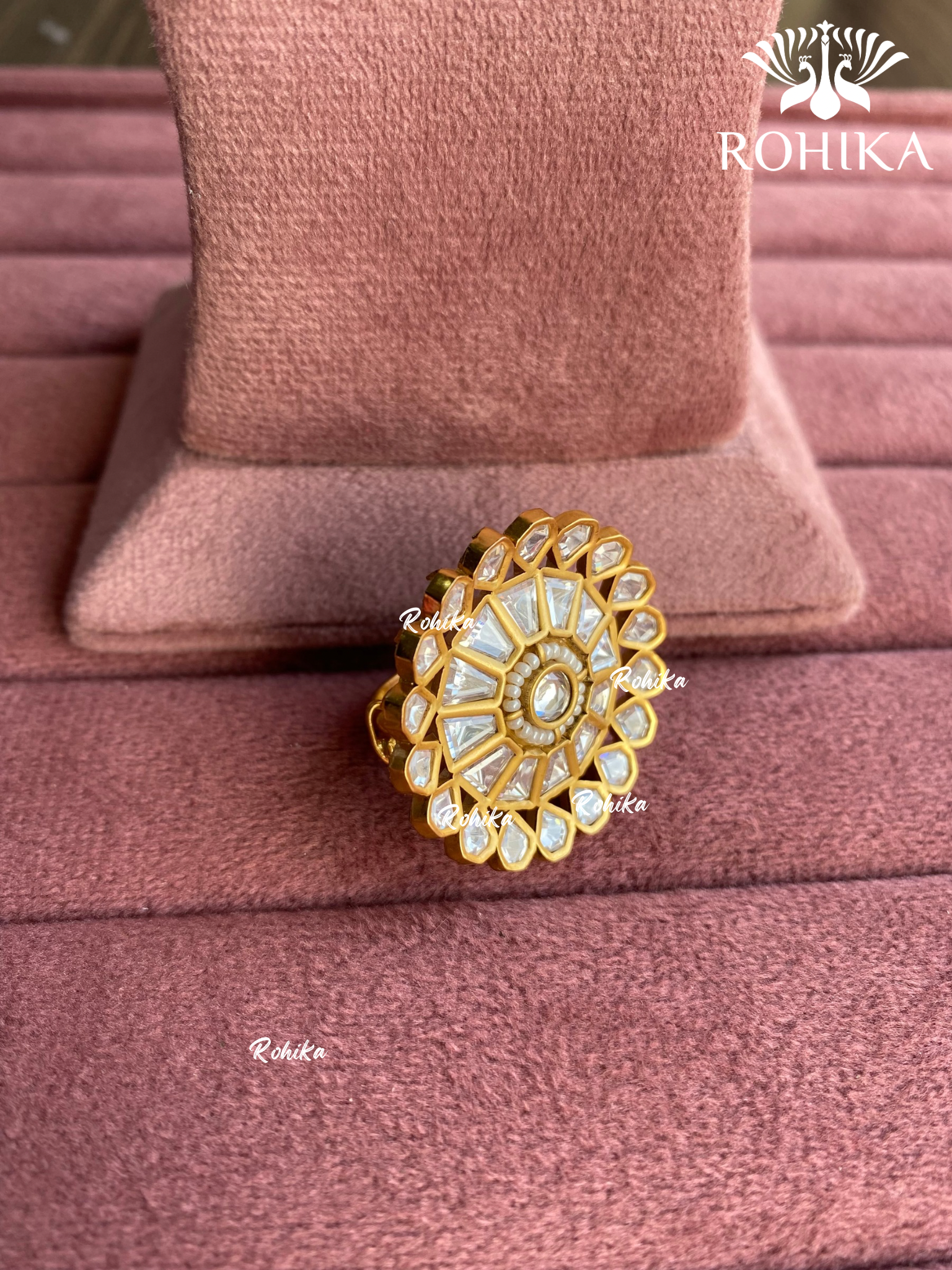 Angana polki kundan ring (SG-065) - Golden 