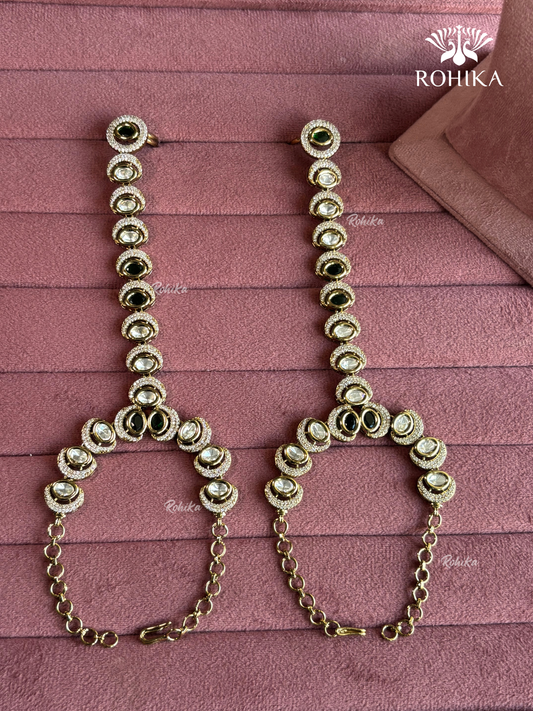 Polki kundan haathphool (HP019) - Dark Green