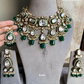 Surili bikaneri kundan necklace set - Dark green