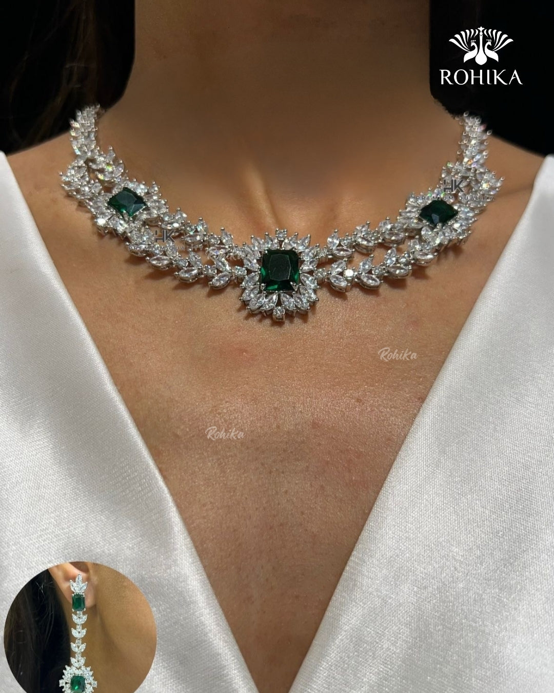 Daina American Diamond Necklace - Green