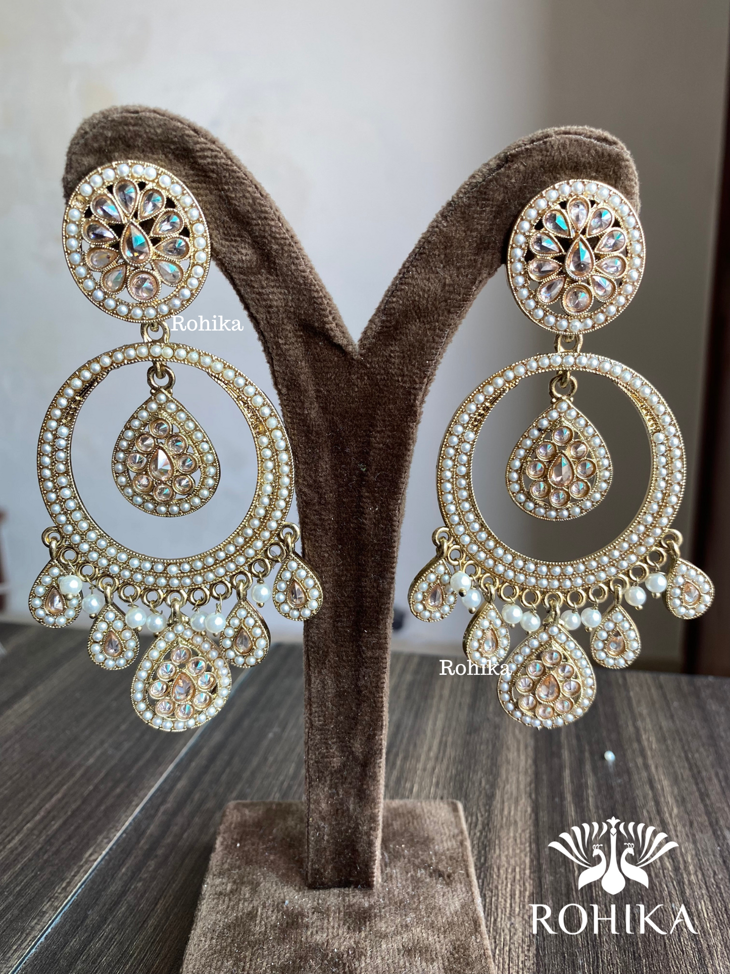 Sitara polki earrings - White