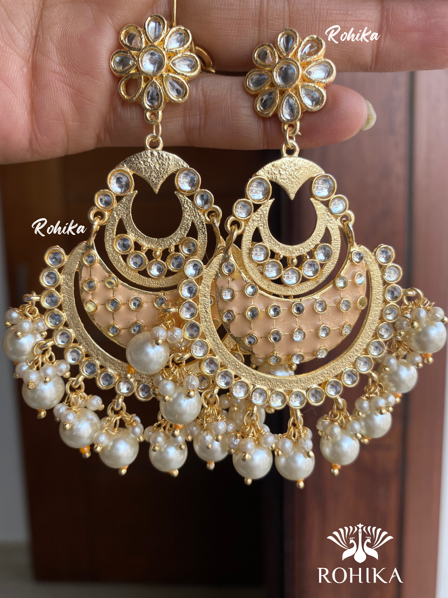 Reena  Beautiful earrings-Peach